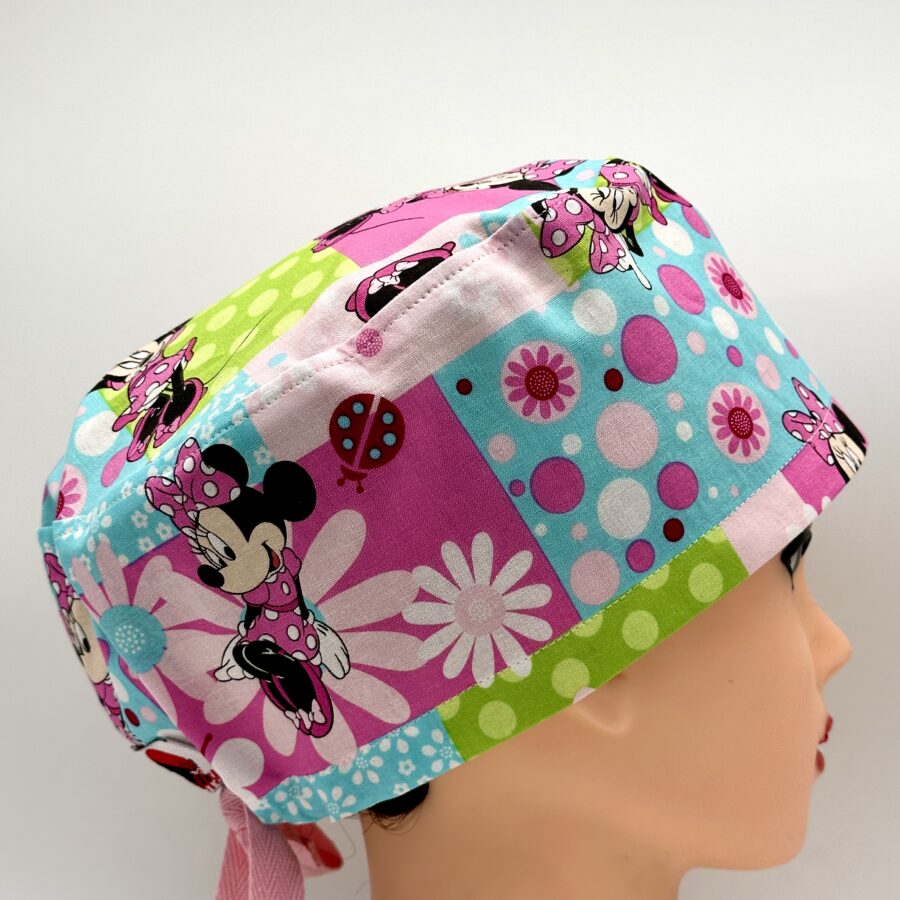 Cuffietta chirurgica  MINNIE FIORI VERDE ROSA  n 52
