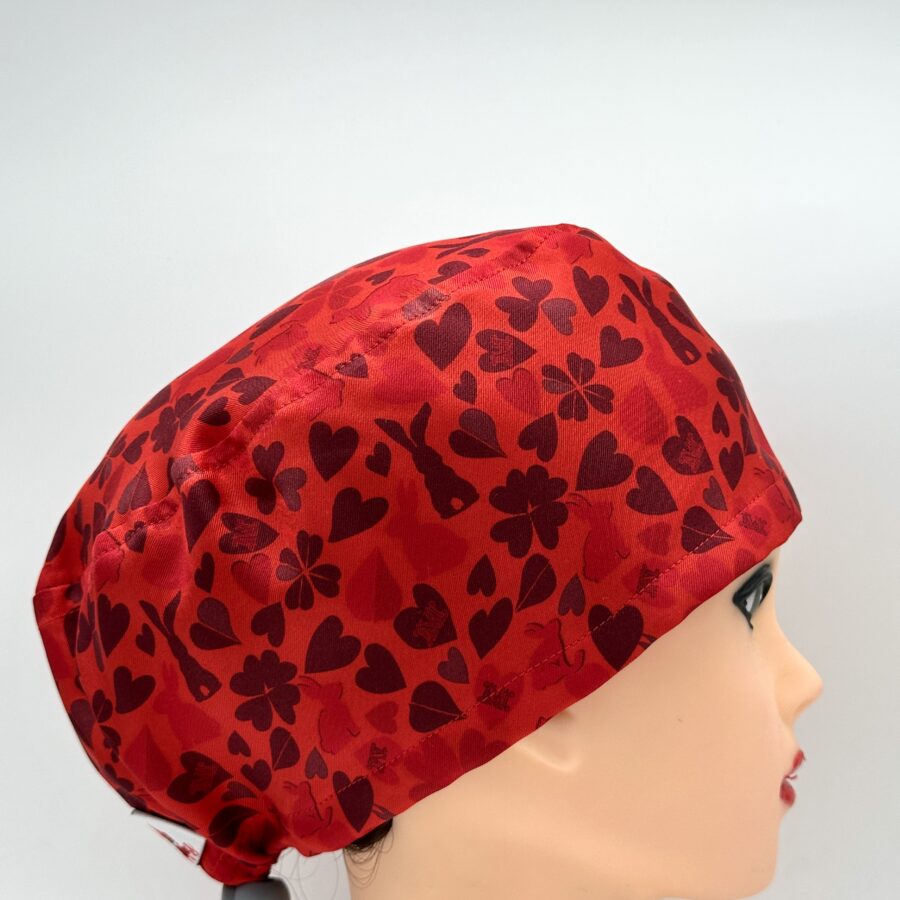Cuffia chirurgica    Fantasie in seta Max Mara sfondo rosso n 272
